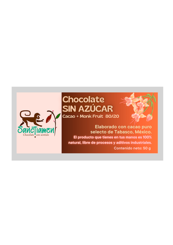 Chocolate sin azúcar 50g.