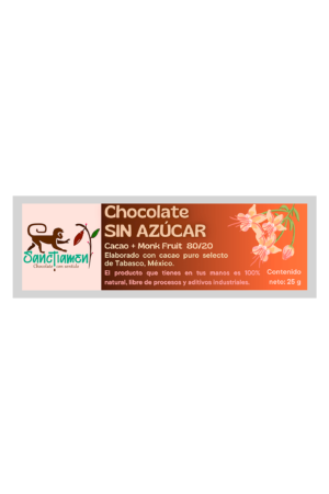 Chocolate sin azúcar 25g.
