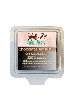 Chocolate amargo 100% cacao 75g.