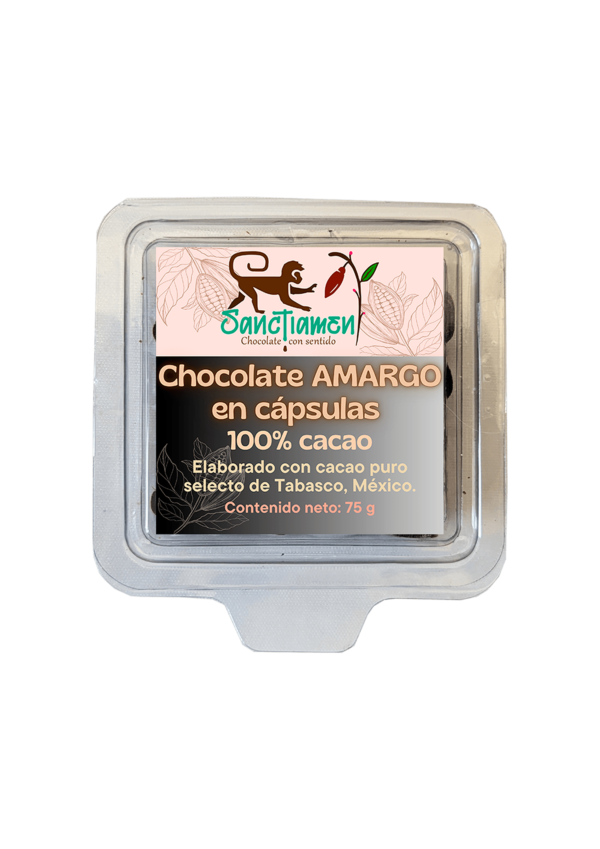 Chocolate amargo 100% cacao 75g.
